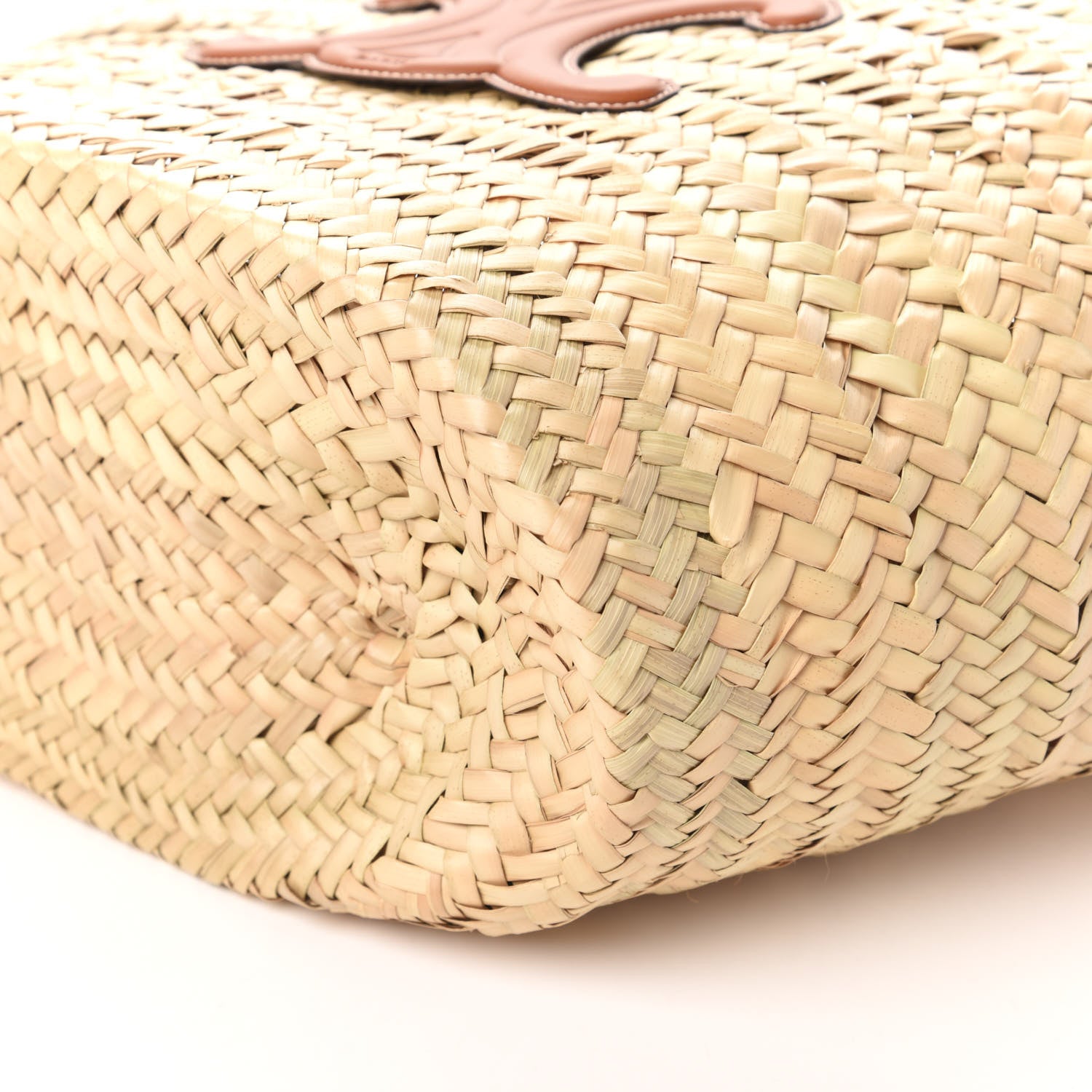 Celine Raffia Calfskin Triomphe Medium Panier Tan 7 of 9