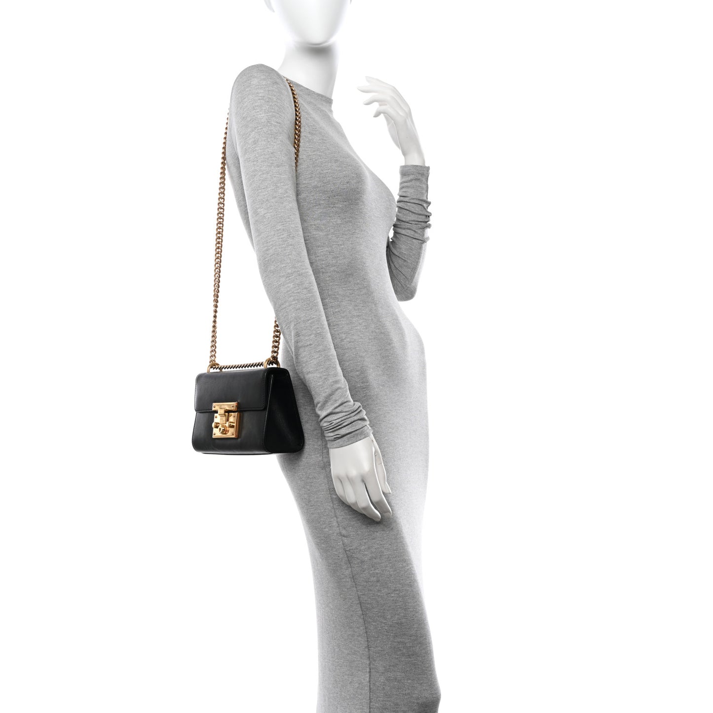 Calfskin Small Padlock Shoulder Bag Black