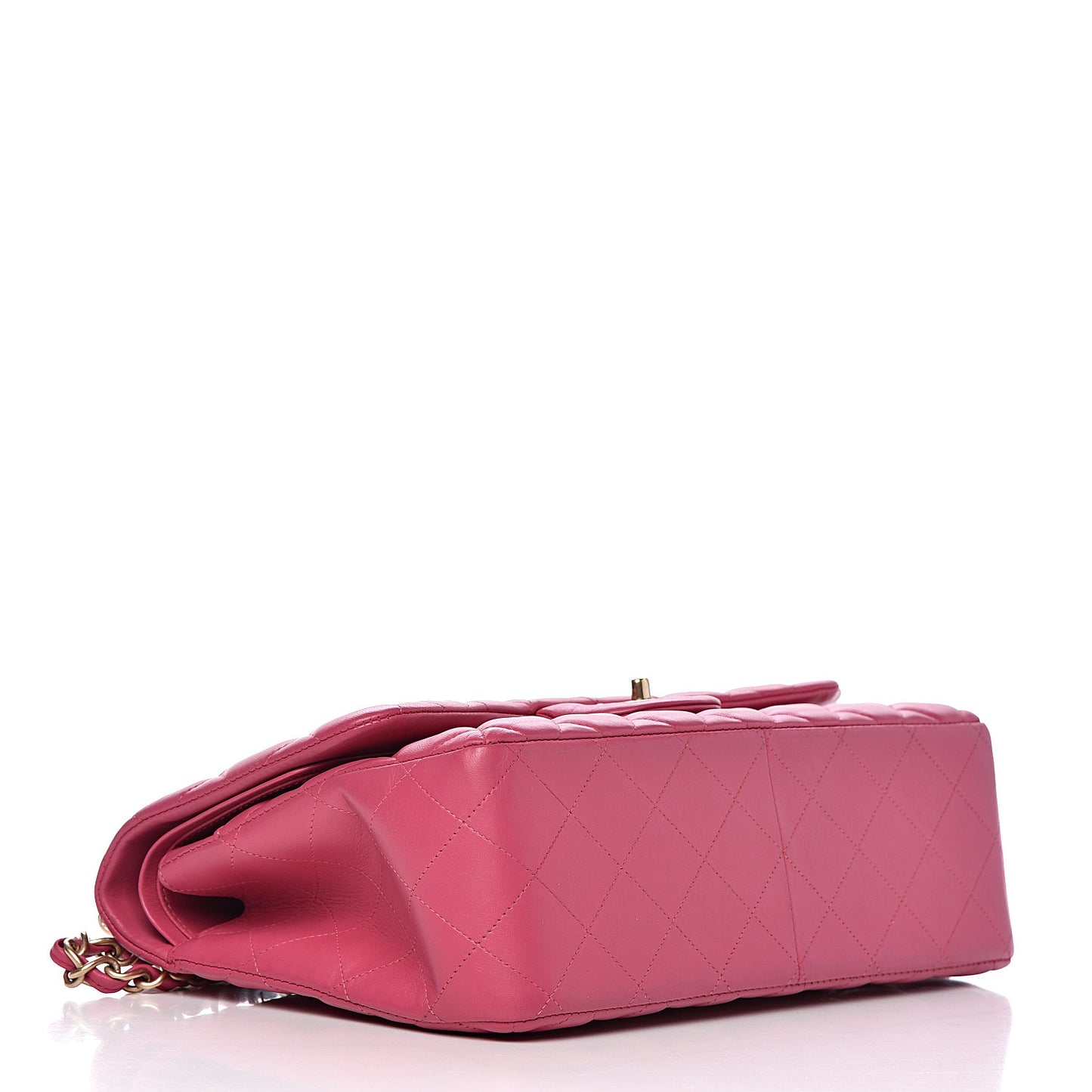 Lambskin Quilted Jumbo Double Flap Dark Pink