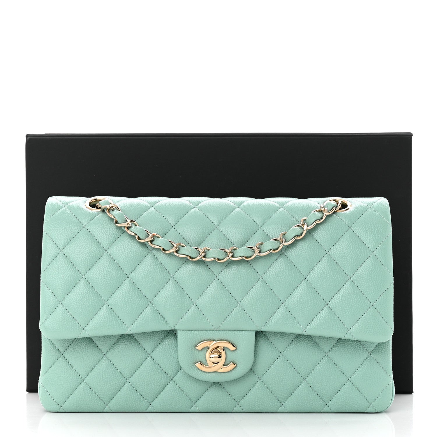 Chanel Caviar Quilted Medium Double Flap Light Blue 12 of 12