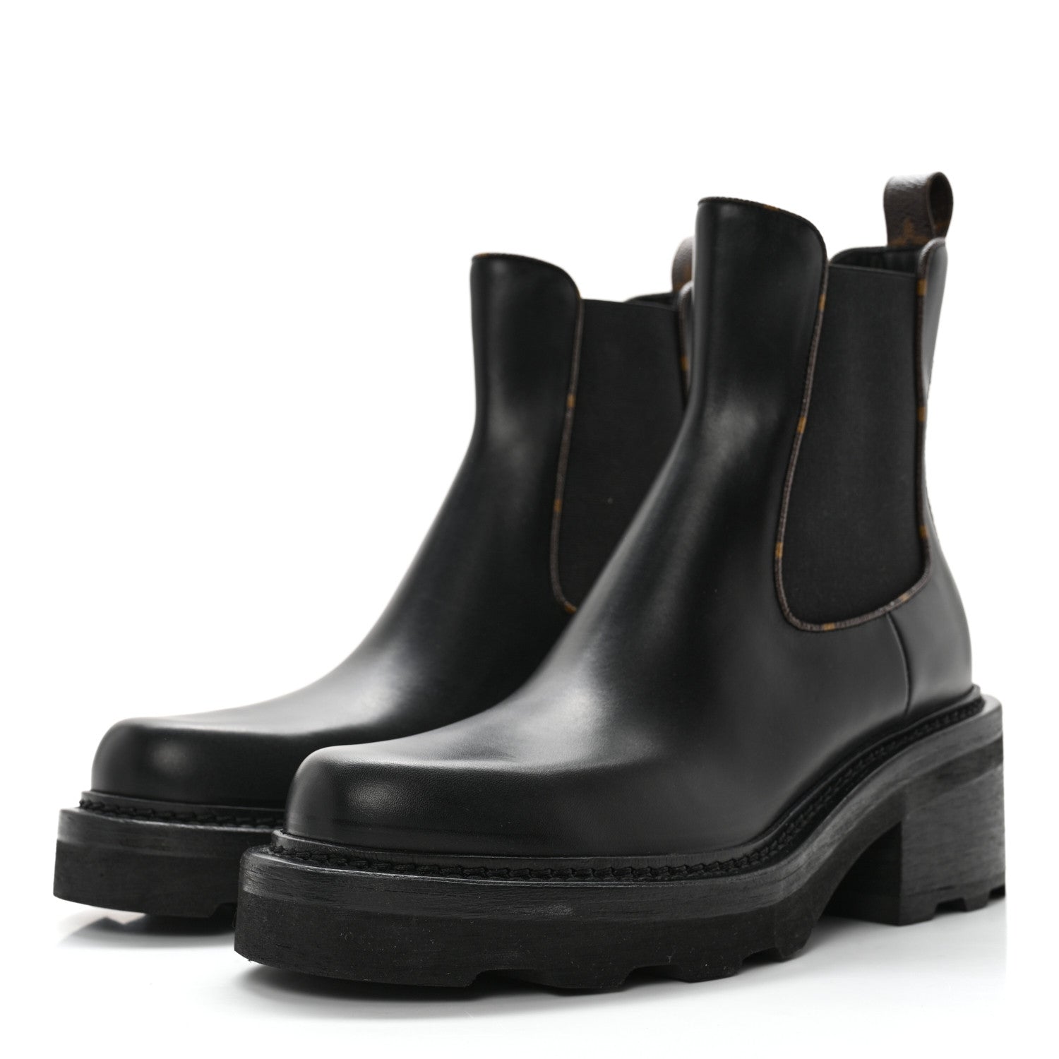 Louis Vuitton Calfskin Monogram Beaubourg Ankle Boots 39 Black 3 of 11