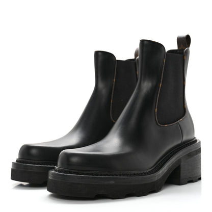 Louis Vuitton Calfskin Monogram Beaubourg Ankle Boots 39 Black 3 of 11