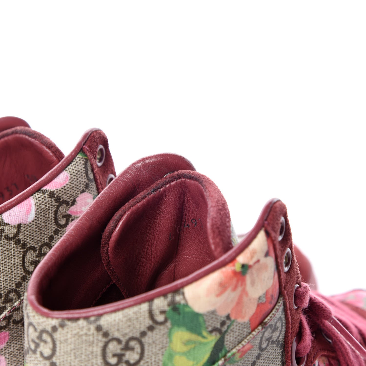 Gucci GG Supreme Monogram Blooms Womens High Top Sneakers 38 Beige Multicolor Dry Rose 6 of 15
