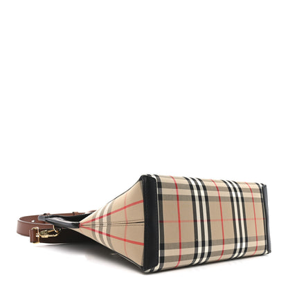 Burberry Calfskin Vintage Check Small Society Top Handle Bag Archive Beige Black 4 of 9