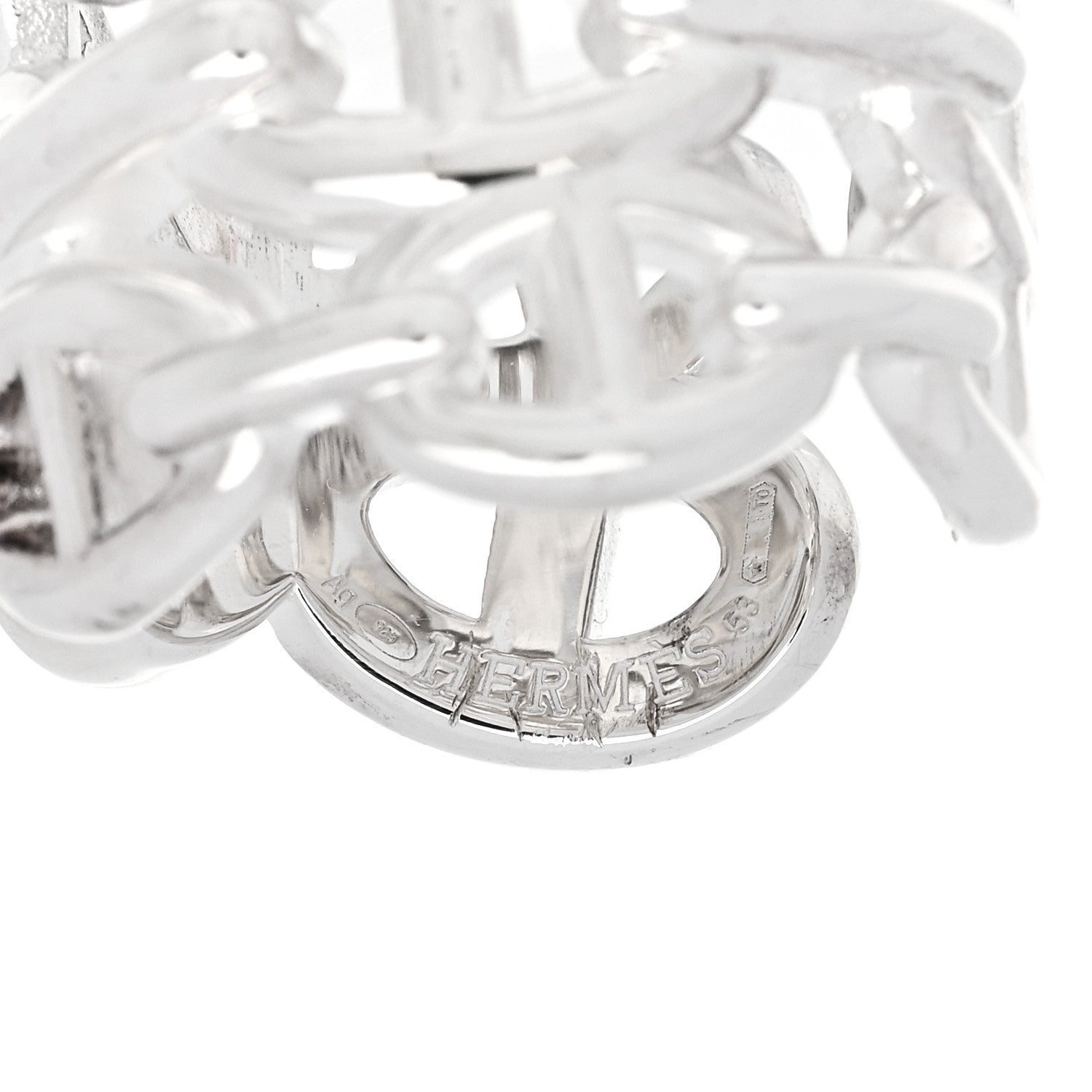 Hermes Sterling Silver GM Chaine d'Ancre Enchainee Band Ring 53 6.25 4 of 6