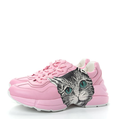 Gucci Calfskin Mystic Cat Rhyton Sneakers 37.5 Sugar Pink 3 of 9