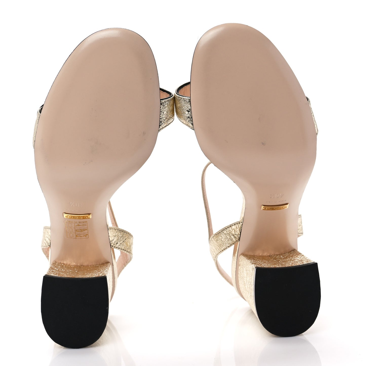 Galassia GG Marmont Ankle Wrap 75mm Sandals 40.5 Platino