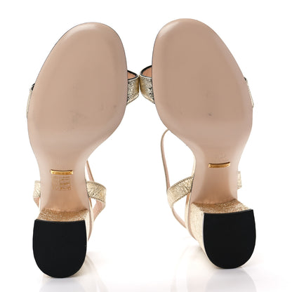 Gucci Galassia GG Marmont Ankle Wrap 75mm Sandals 40.5 Platino 5 of 7