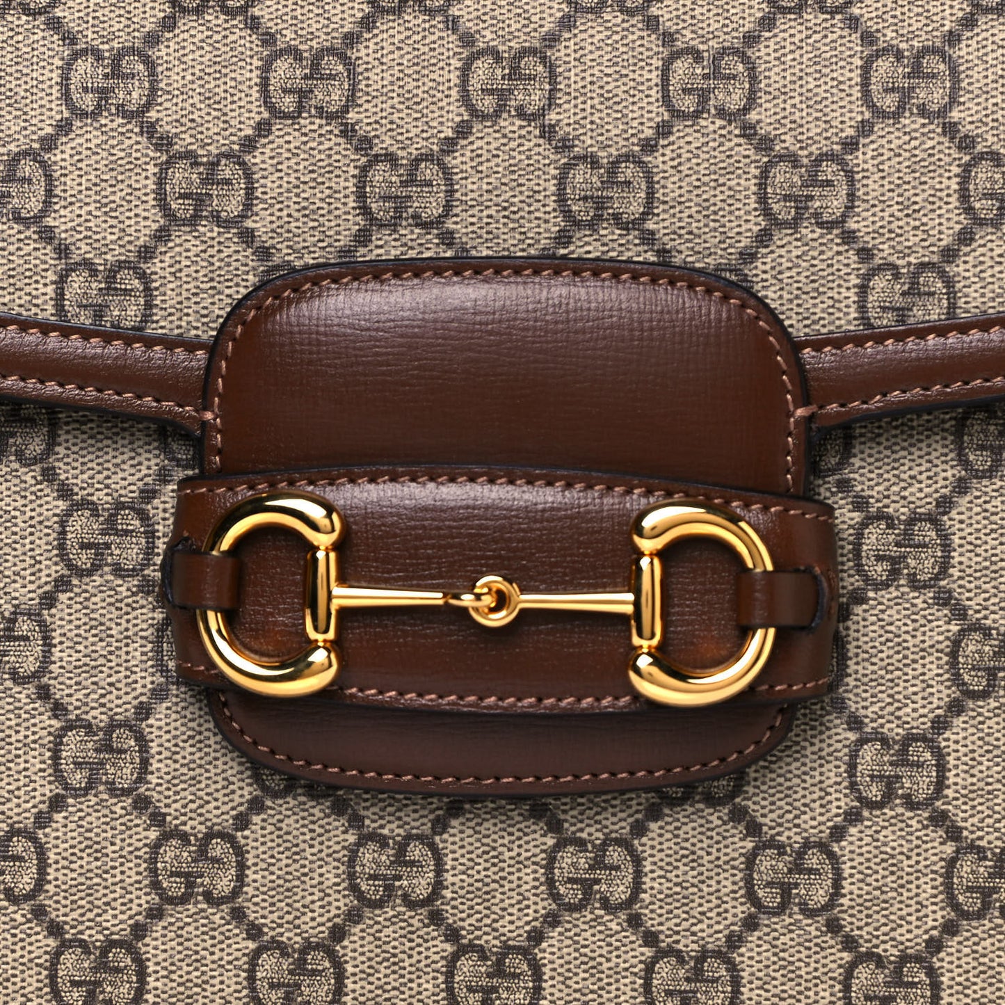 GG Supreme Monogram Horsebit 1955 Shoulder Bag Beige Brown Sugar