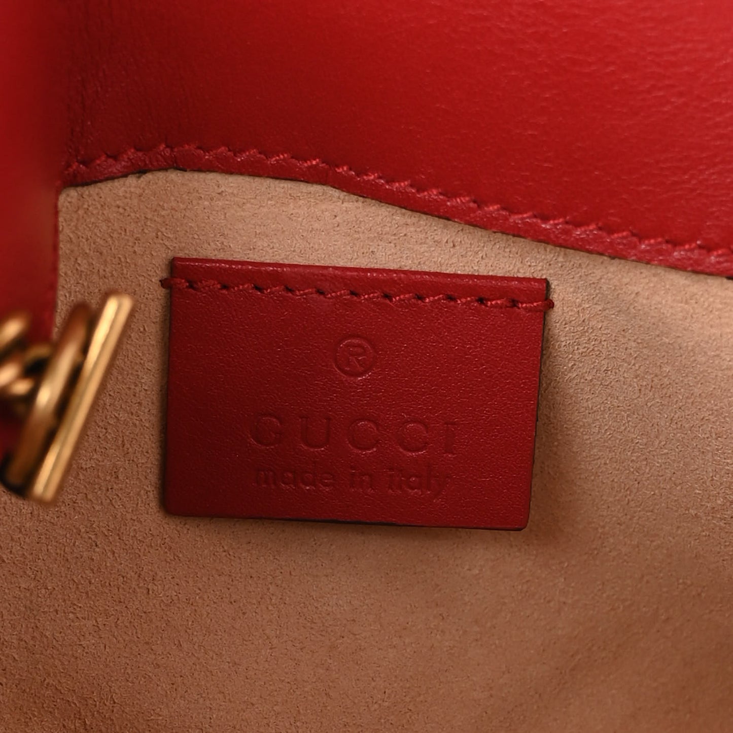Calfskin Matelasse Super Mini GG Marmont Shoulder Bag Hibiscus Red