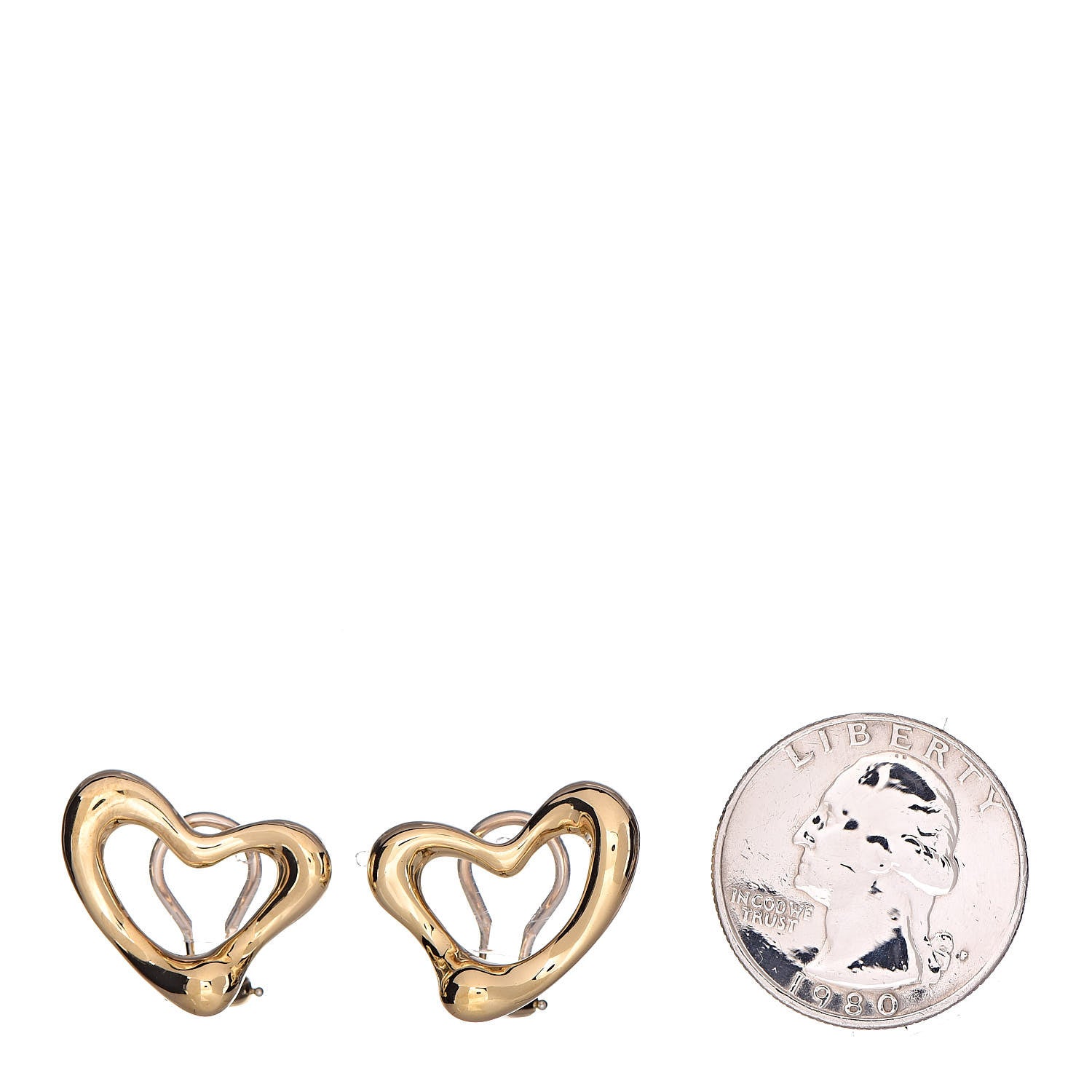 Tiffany 18K Yellow Gold 21mm Elsa Peretti Open Heart Clip-On Earrings 2 of 4