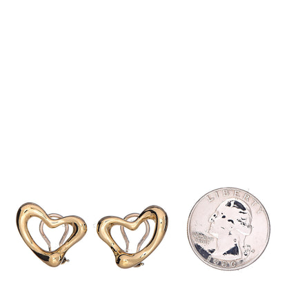 Tiffany 18K Yellow Gold 21mm Elsa Peretti Open Heart Clip-On Earrings 2 of 4