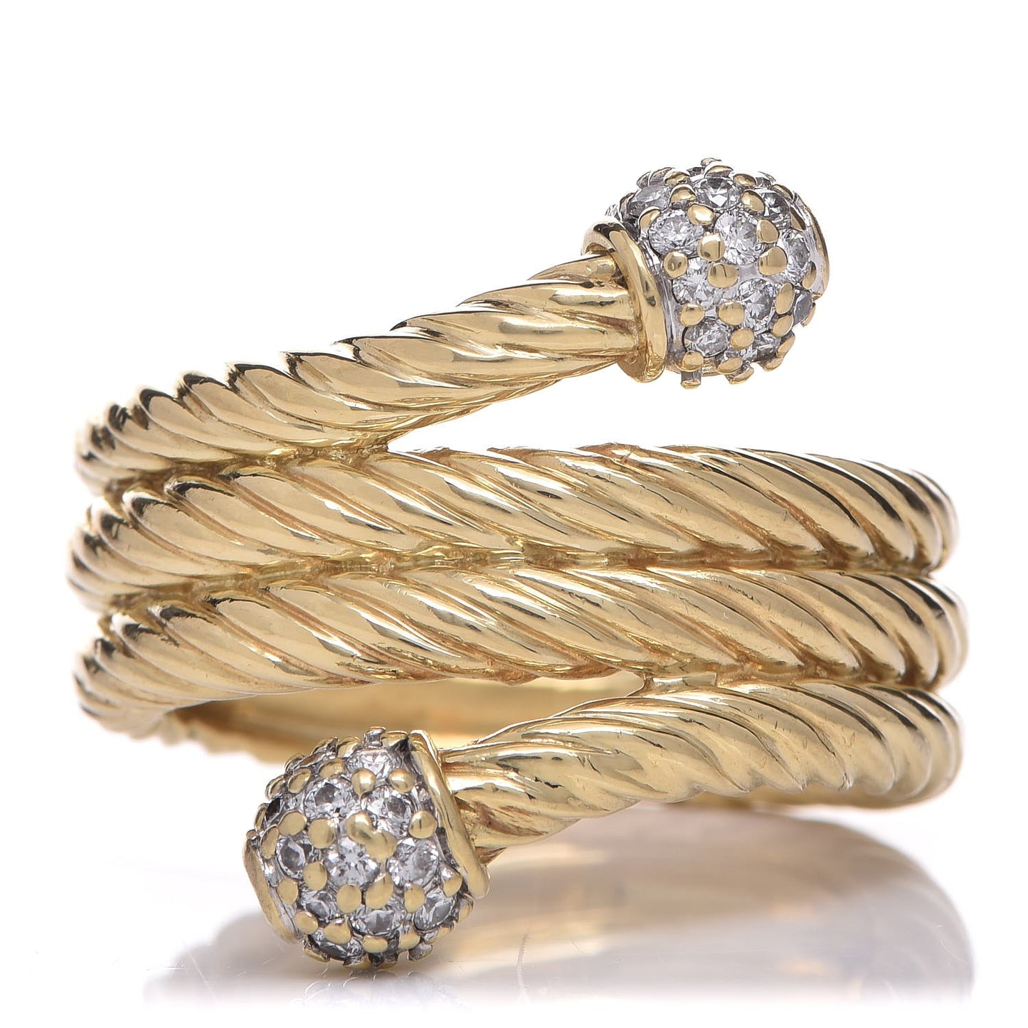 18K Yellow Gold Diamond Triple Bypass Ring 54 6.75