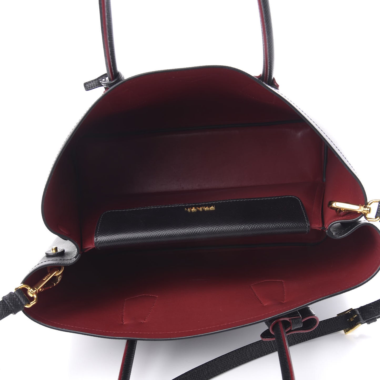 Saffiano Cuir Medium Double Bag Black Fuoco