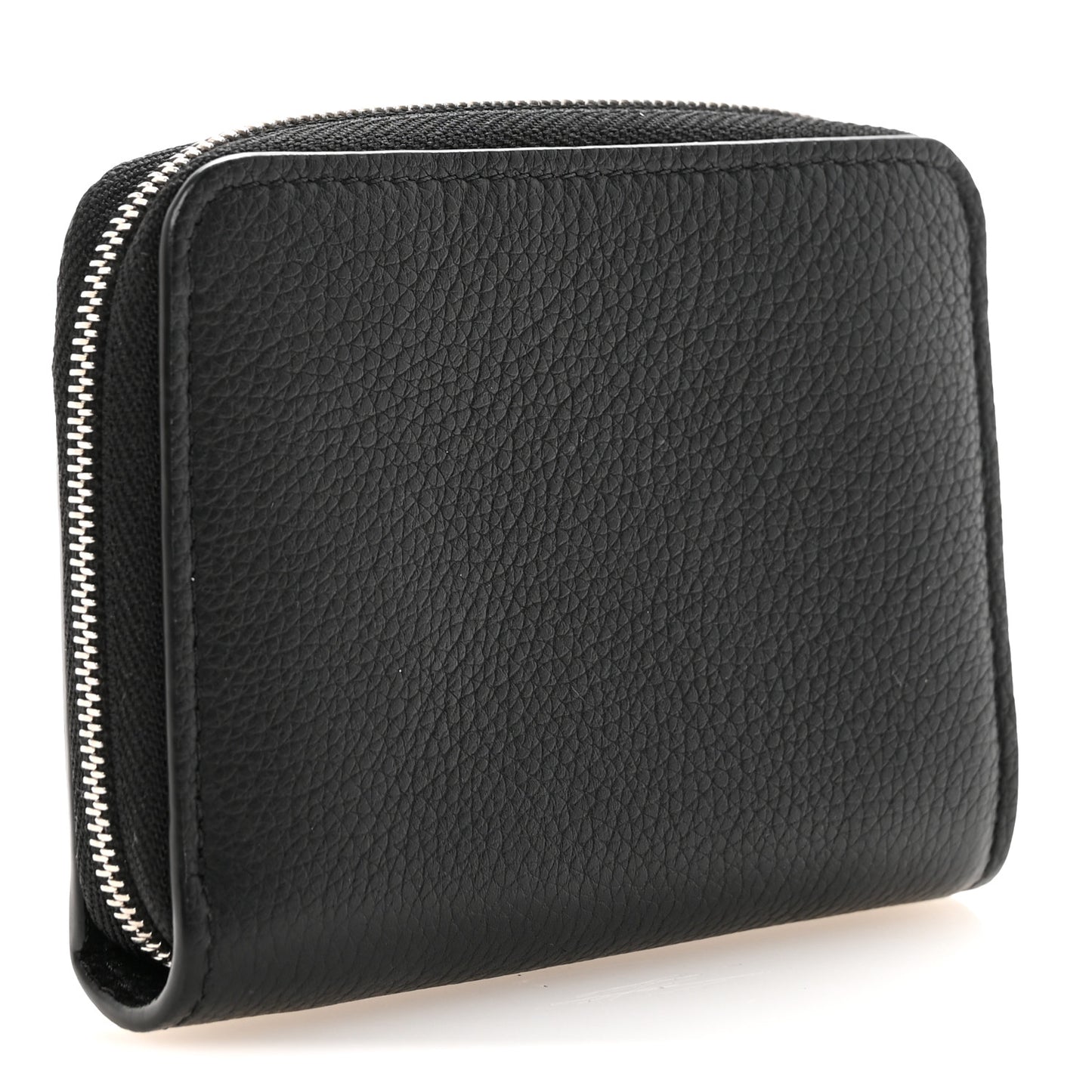 Calfskin Lockme Zippy Coin Purse Black