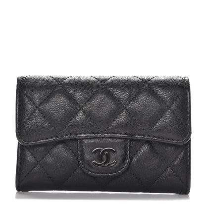 Chanel Crumpled Calfskin Quilted Card Holder So Black 1 of 9