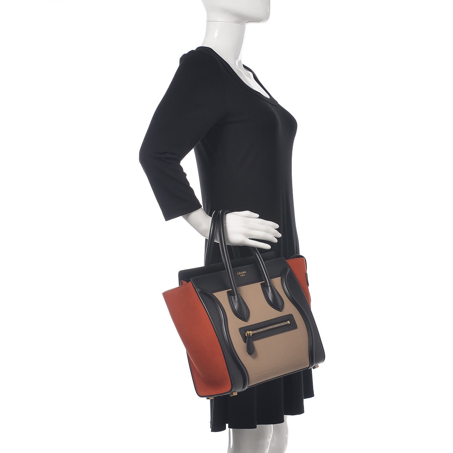 Smooth Calfskin Nubuck Micro Tri-Color Luggage Light Taupe Fox Red