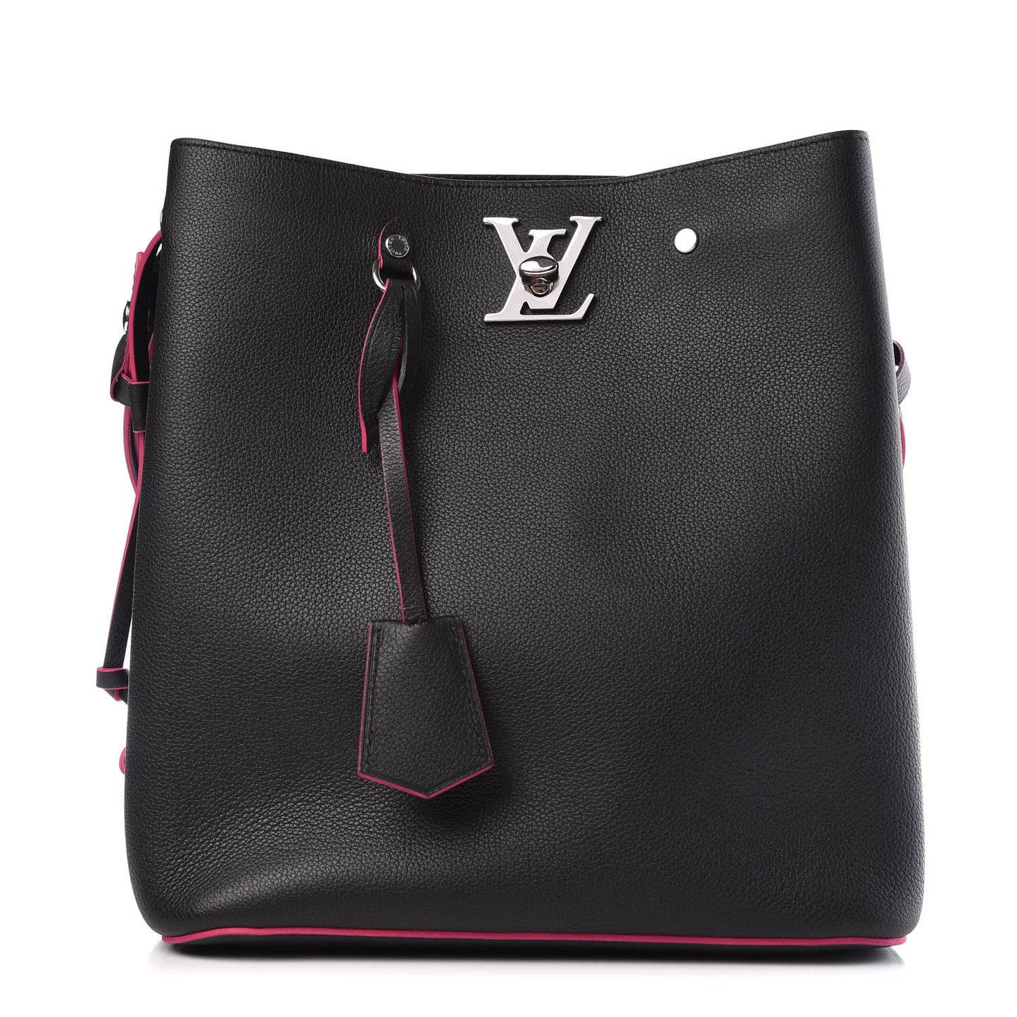 Calfskin Lockme Bucket Black