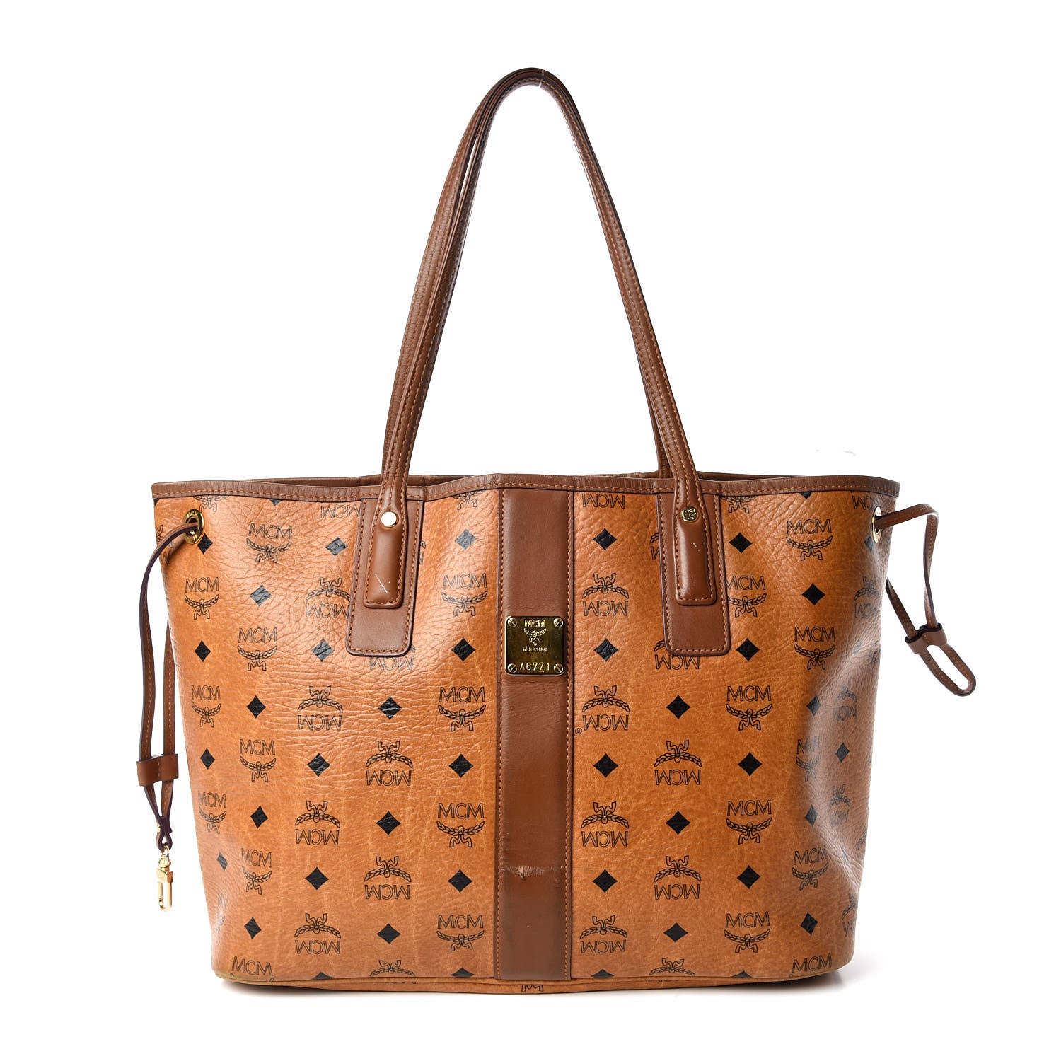 MCM Visetos Medium Liz Reversible Shopper Tote Cognac 5 of 39