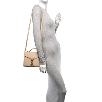 Saint Laurent Grain de Poudre Mini Classic Monogram Cassandra Top Handle Beige 2 of 9