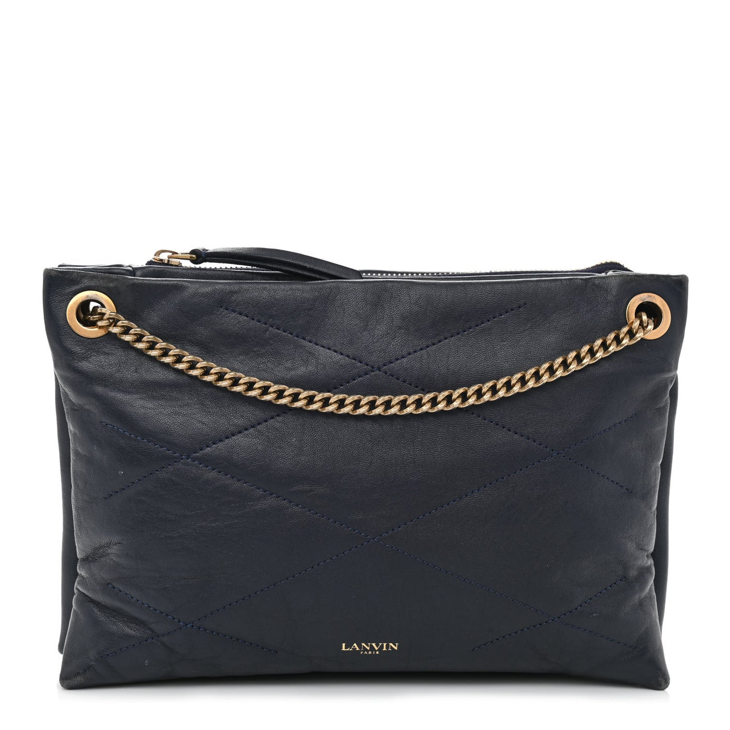 Lambskin Quilted Small Sugar Shoulder Bag Navy