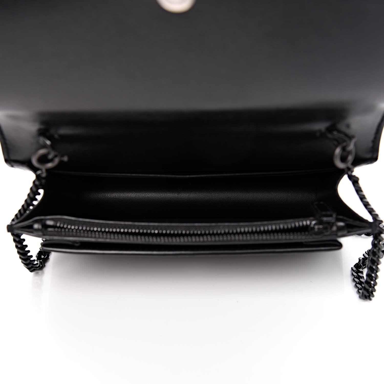 Saint Laurent Calfskin Monogram Sunset Chain Wallet Black 5 of 8