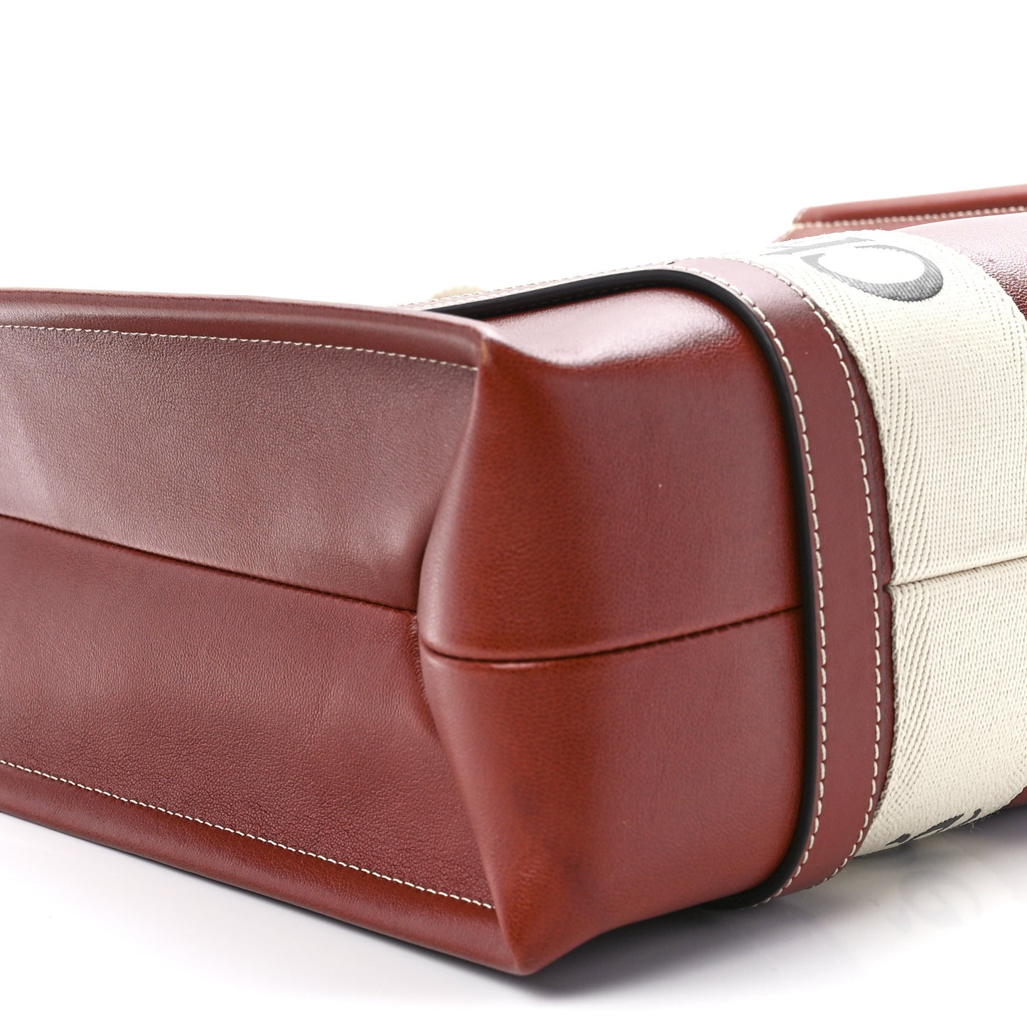 Calfskin Medium Woody Ribbon Tote Sepia Brown