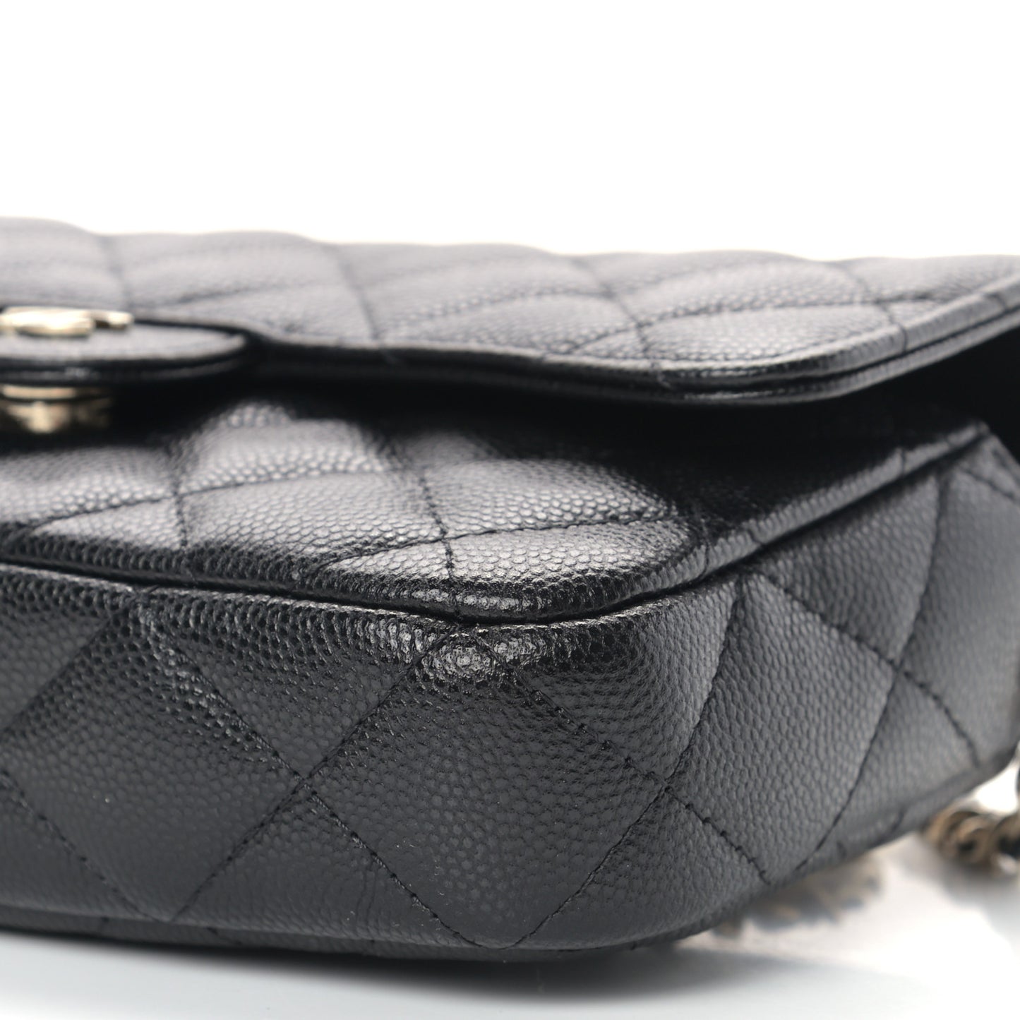 Caviar Quilted Flap Phone Holder With Chain Black