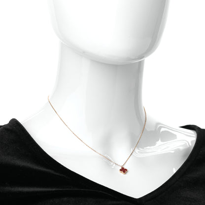 Van Cleef & Arpels 18K Rose Gold Carnelian Sweet Alhambra Pendant Necklace 2 of 6