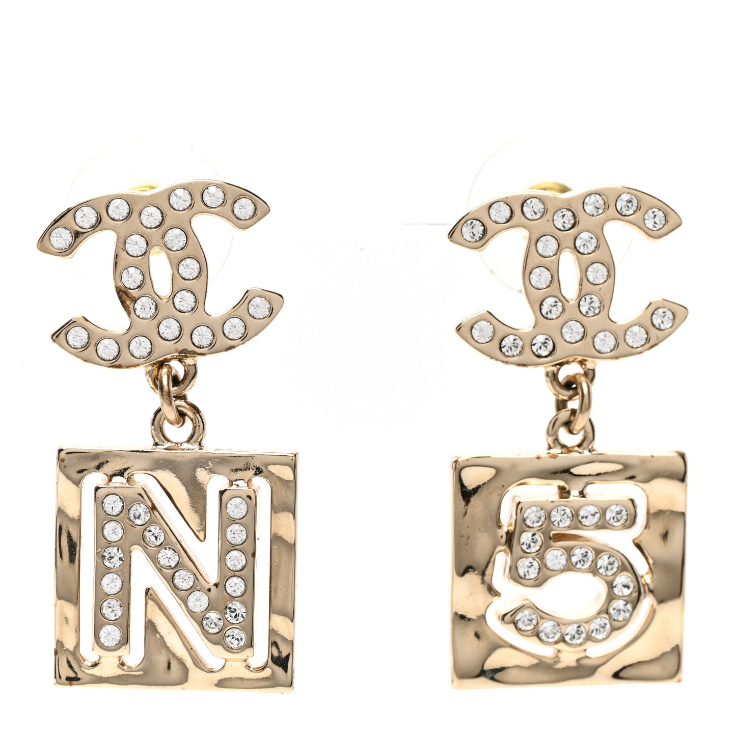 Crystal CC No 5 Drop Earrings Gold