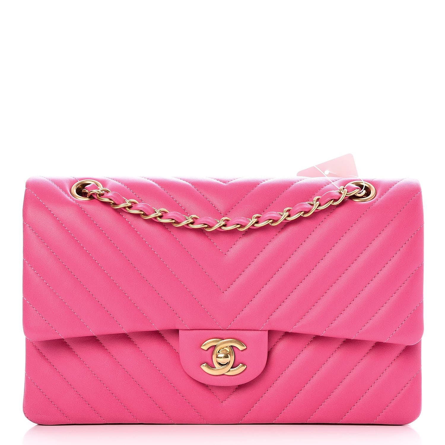 Chanel Lambskin Chevron Quilted Medium Double Flap Pink 1 of 9