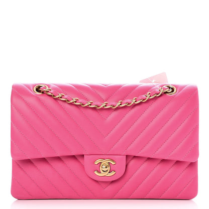 Chanel Lambskin Chevron Quilted Medium Double Flap Pink 1 of 9