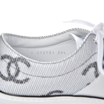 Chanel Embroidered Calfskin Womens CC Sneakers 39.5 Black White 9 of 12