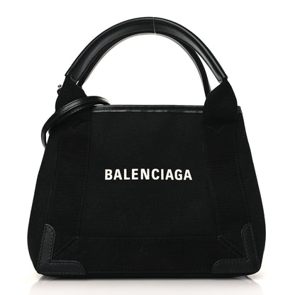 Balenciaga Cotton Canvas Calfskin Navy Cabas XS Black 1 of 9