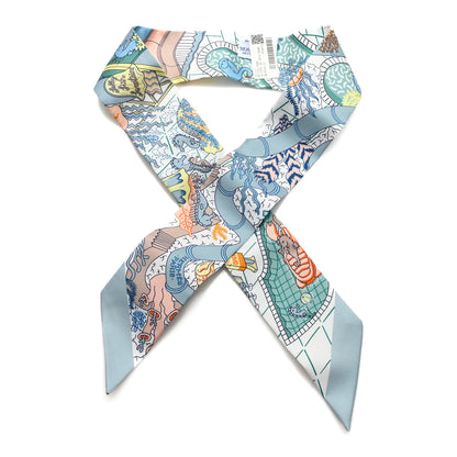 Hermes Silk Splash Park Twilly Vert De Gris Jaune Bleu 1 of 4