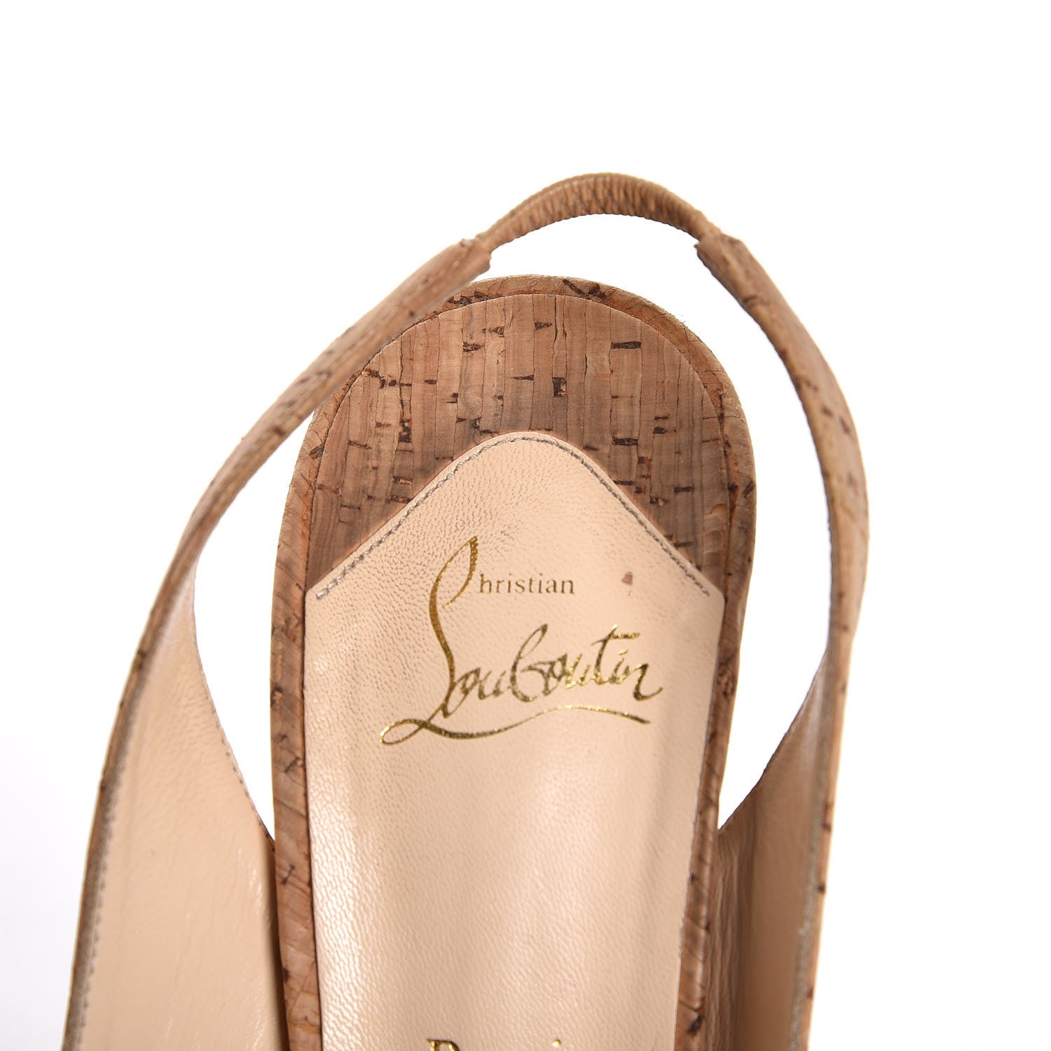 Christian Louboutin Cork Bianca 140 Slingback Pumps 40.5 Natural 12 of 13