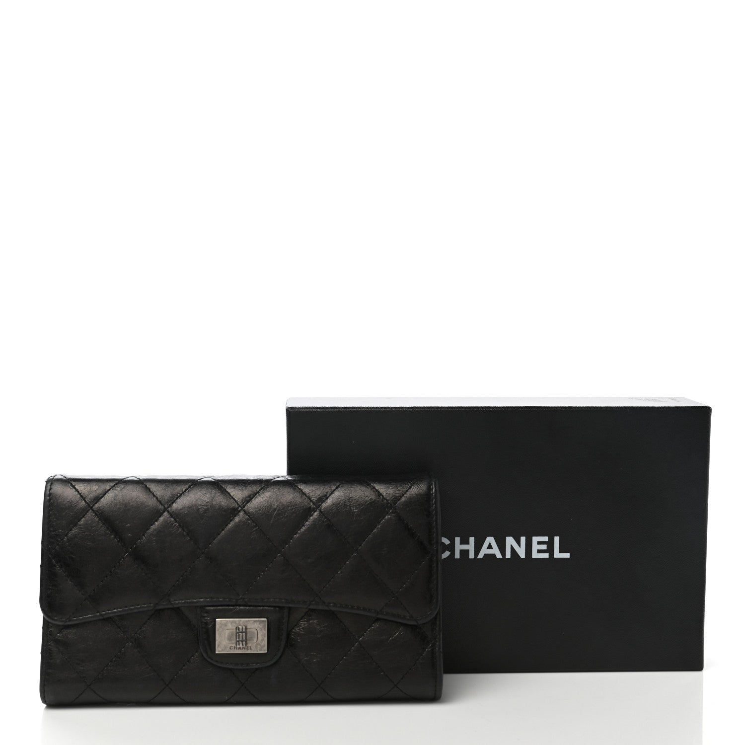 Chanel Glazed Calfskin Quilted Reissue Long Flap Wallet Black 10 of 10