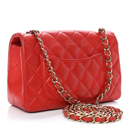 Chanel Lambskin Quilted Mini Rectangular Flap Red 3 of 15