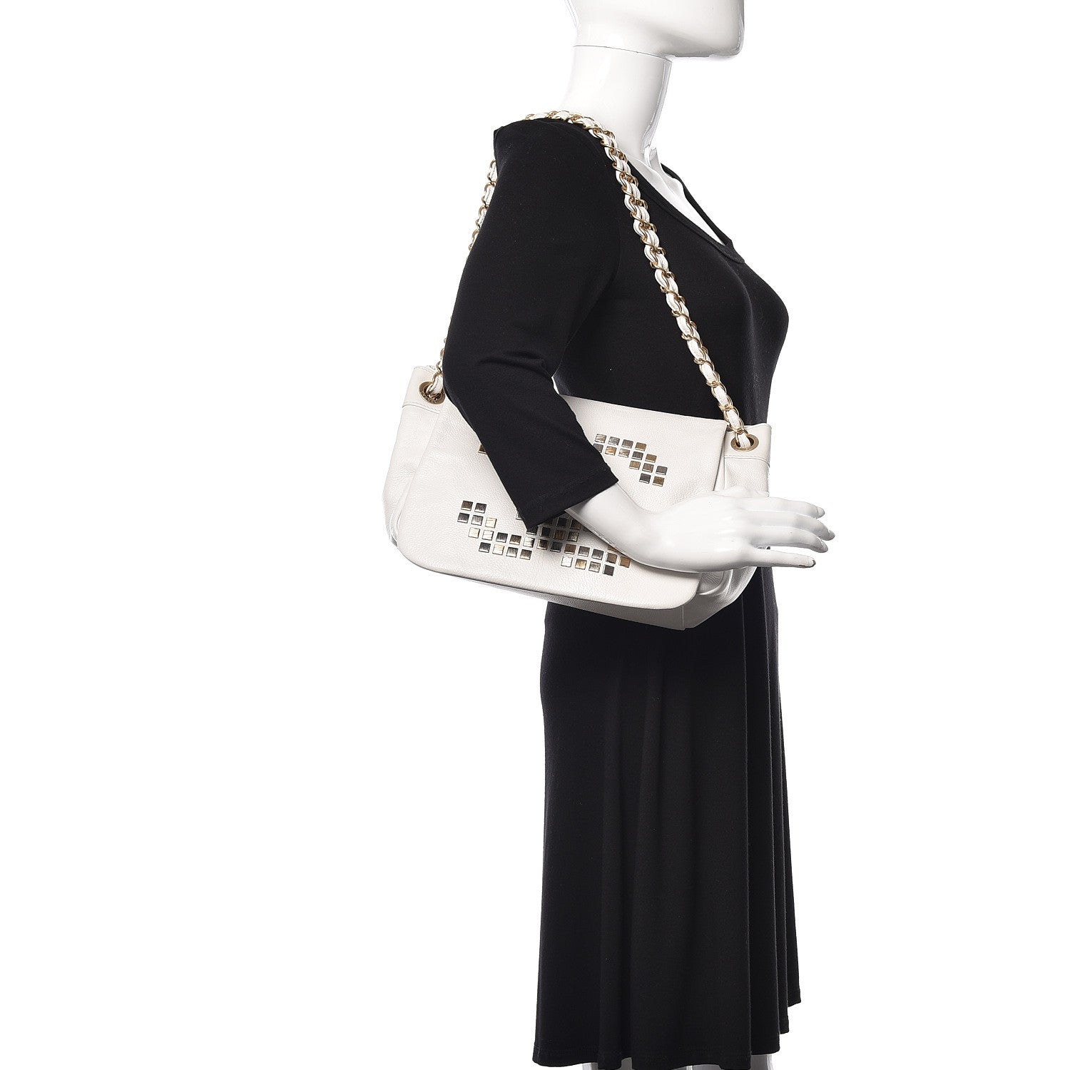 Chanel Grained Calfskin Metal Mosaic Flap White 1 of 10