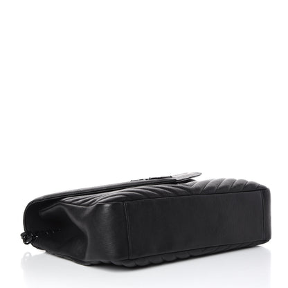 Saint Laurent Sheepskin Matelasse Chevron Monogram Monochrome Large College Satchel Black 5 of 10