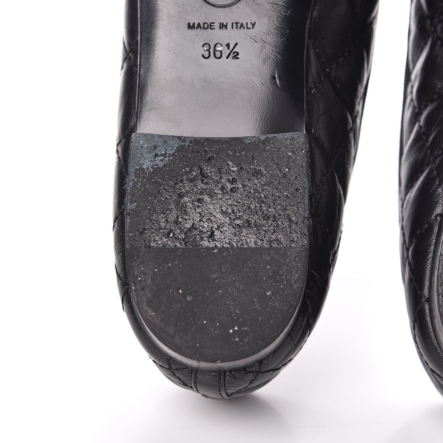 Chanel Aged Calfskin Quilted CC Cap Toe Ballerina Flats 36.5 Black 12 of 14