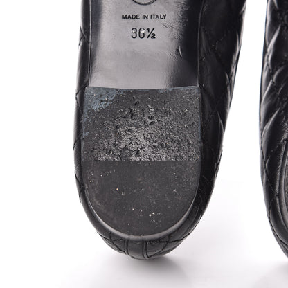 Chanel Aged Calfskin Quilted CC Cap Toe Ballerina Flats 36.5 Black 12 of 14