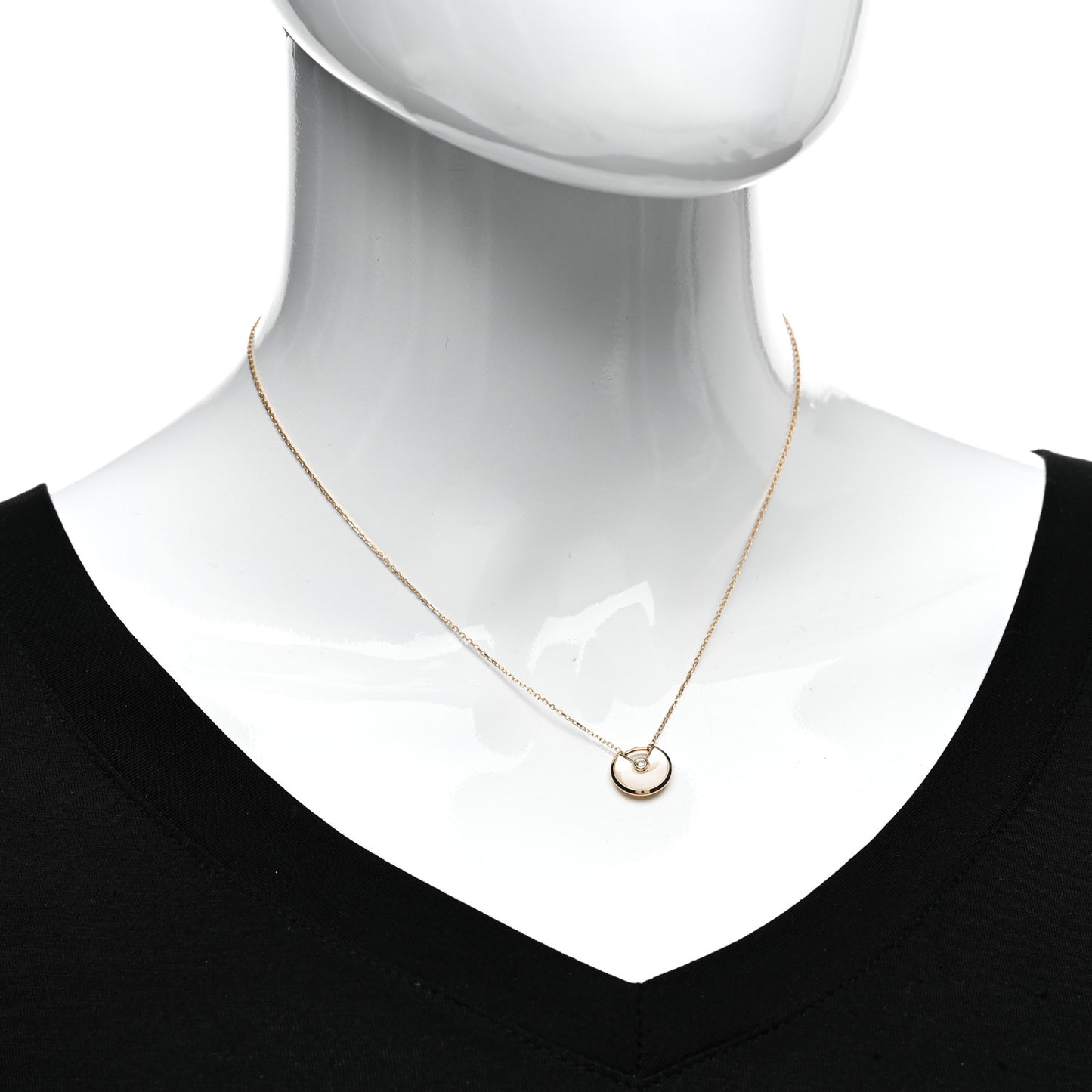 18K Yellow Gold Diamond Mother of Pearl XS Amulette de Cartier Pendant Necklace