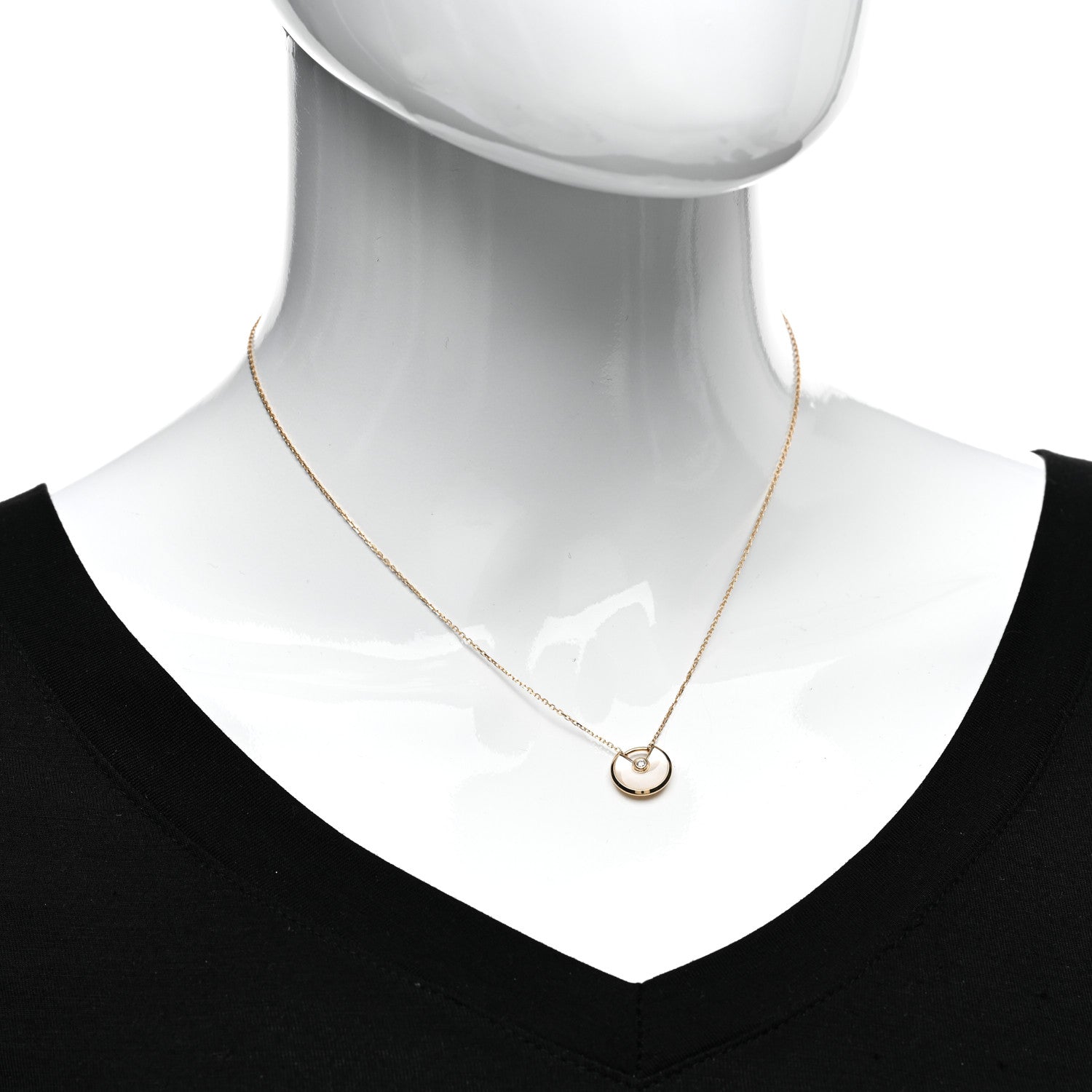 Cartier 18K Yellow Gold Diamond Mother of Pearl XS Amulette de Cartier Pendant Necklace 2 of 5