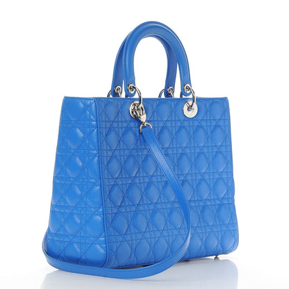 Christian Dior Lambskin Cannage Large Lady Dior Blue Persan 4 of 9