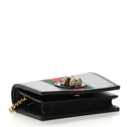 Gucci Calfskin Web Rajah Chain Card Case Wallet Black 3 of 7