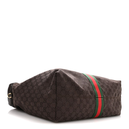 Gucci GG Monogram Web Large Giglio Tote Dark Brown 5 of 10