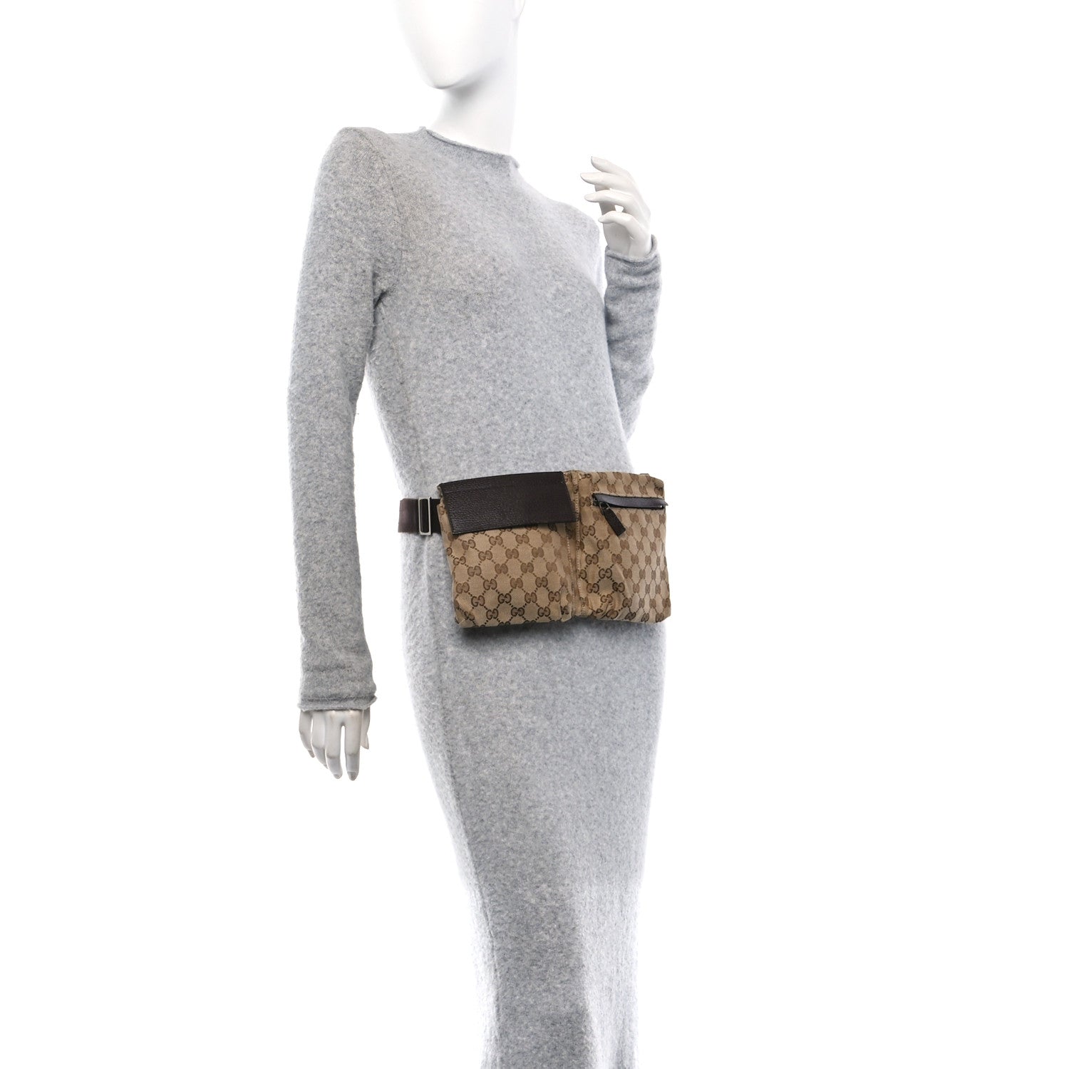 Gucci GG Monogram Double Pocket Belt Bag Dark Brown 2 of 10
