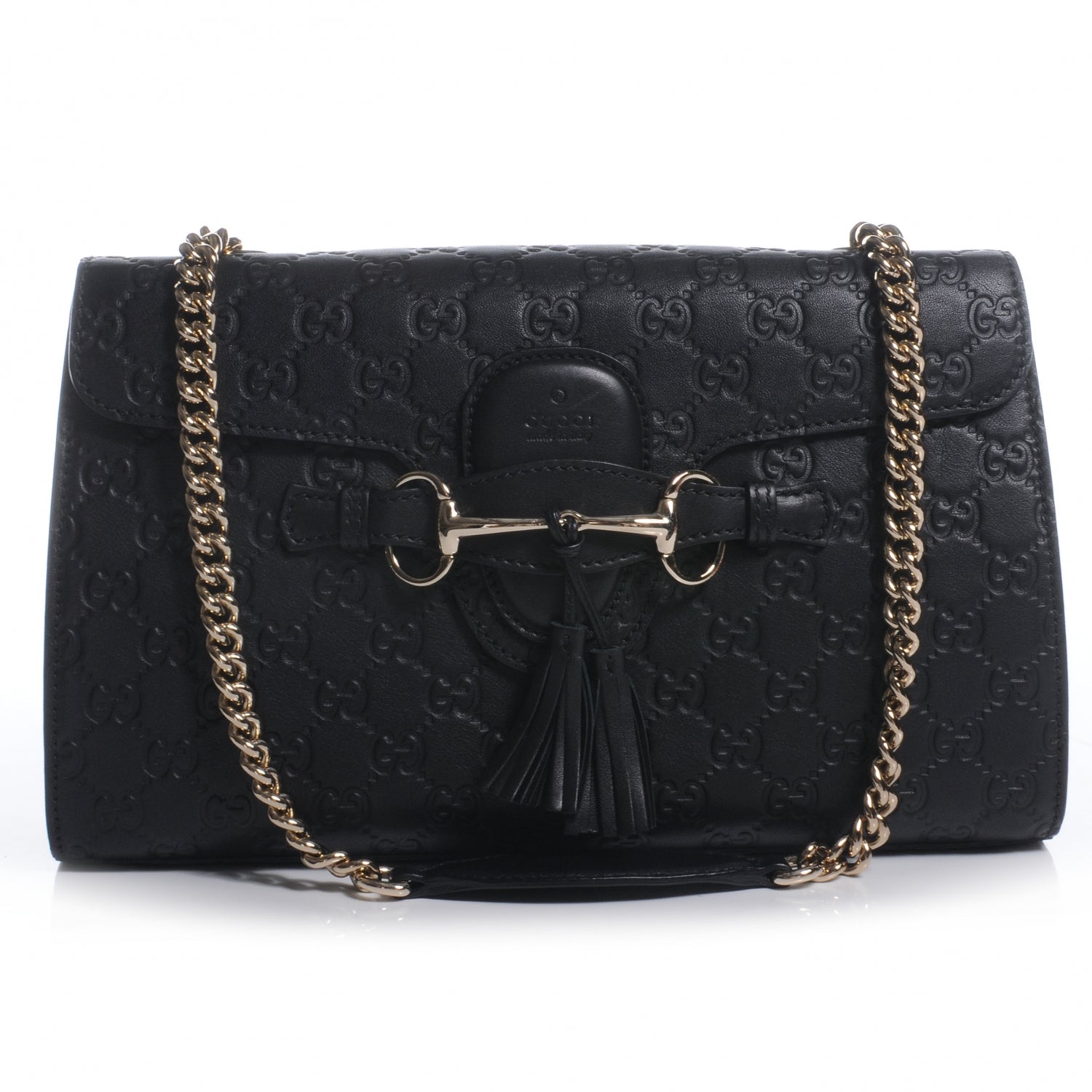 Gucci Guccissima Medium Emily Chain Shoulder Bag Black 1 of 8