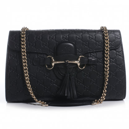 Gucci Guccissima Medium Emily Chain Shoulder Bag Black 1 of 8